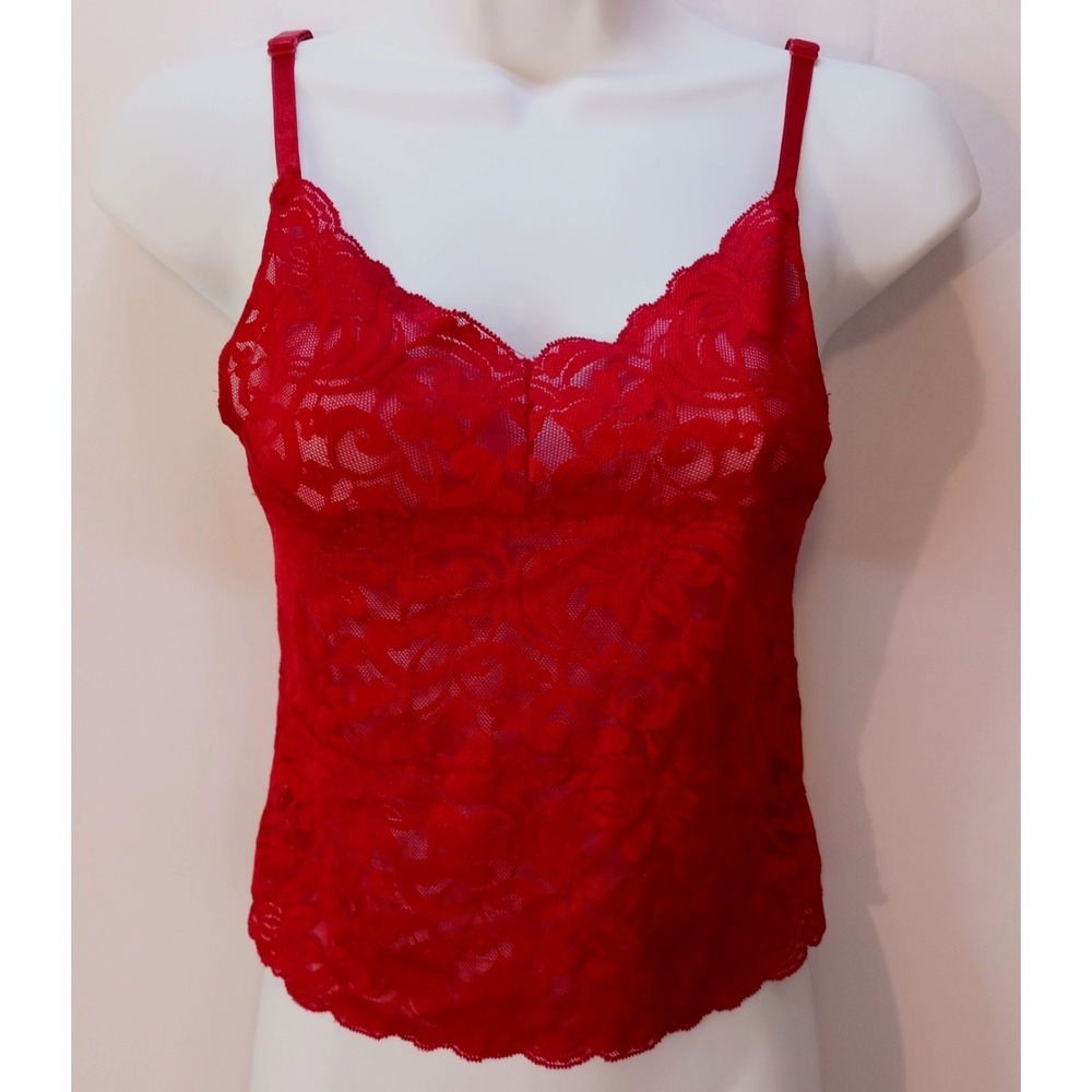 August Silk Intimates Red Lace Camisole, Women's Cami,  Small, RN83420